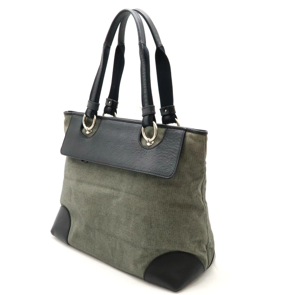 Bottega Veneta Canvas Gray Leather Black Tote Bag Gray Black